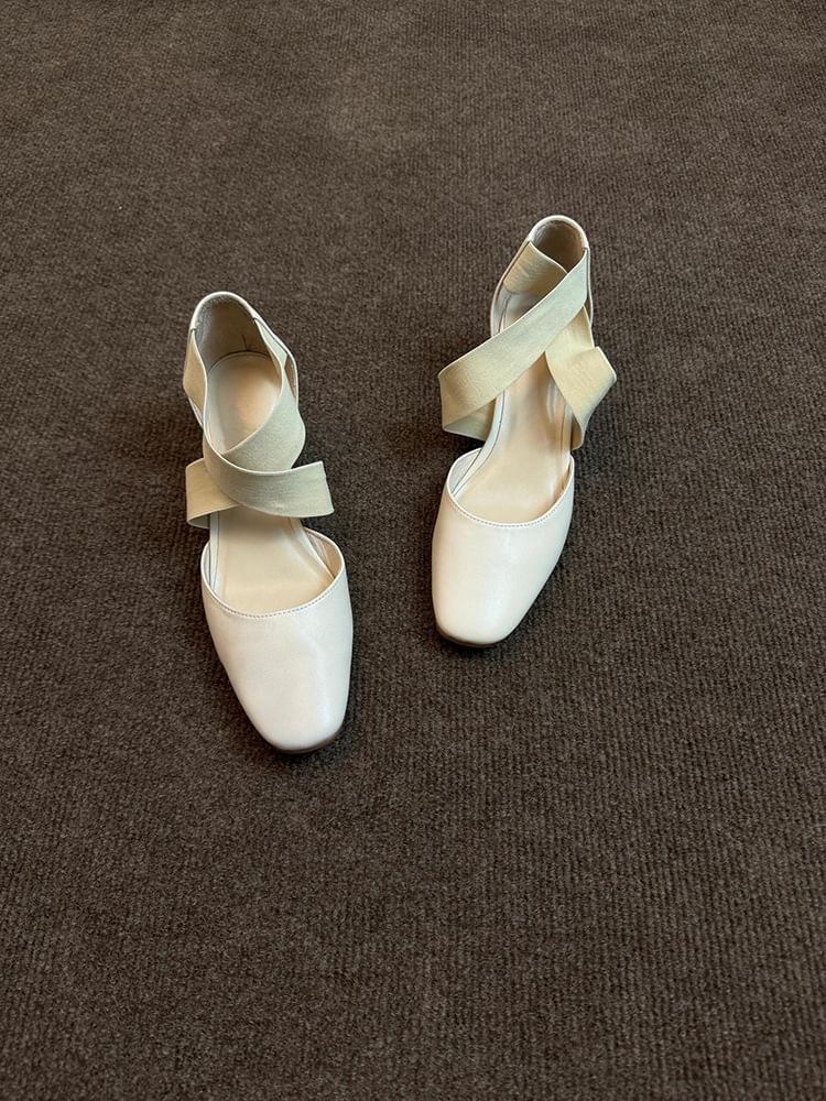 Chunky Shoes Strap Mary Jane Cross Heel