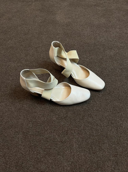 Chunky Shoes Strap Mary Jane Cross Heel