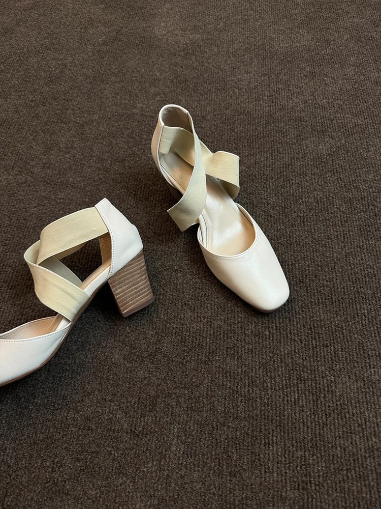 Chunky Shoes Strap Mary Jane Cross Heel