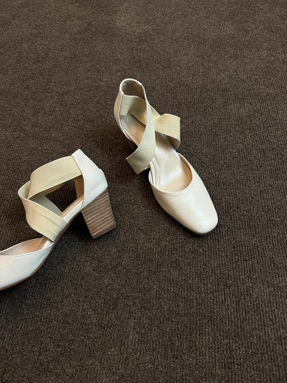 Chunky Shoes Strap Mary Jane Cross Heel