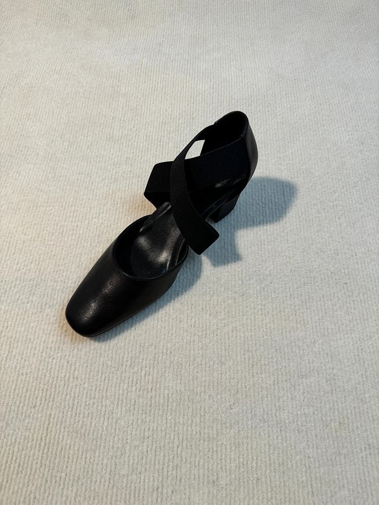 Chunky Shoes Strap Mary Jane Cross Heel