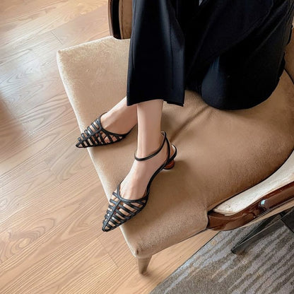 Sandals Woven Round Pointy Heel