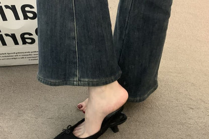 Pointy Kitten Heel Bow Slingback Sandals