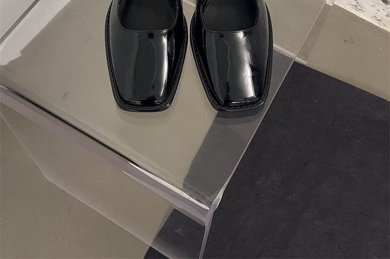 Square-Toe Mary Jane Heel Chunky Shoes