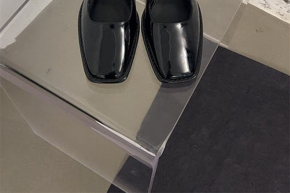 Square-Toe Mary Jane Heel Chunky Shoes