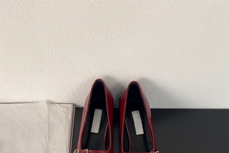 Square-Toe Mary Jane Heel Chunky Shoes