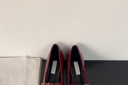 Square-Toe Mary Jane Heel Chunky Shoes