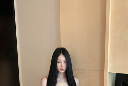 Print Leg Crop Contrast Drawstring Top Camisole Waist Wide Lettering / Pants Trim