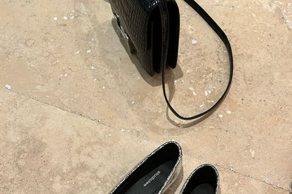 Metallic Toe Split Genuine Flats Leather