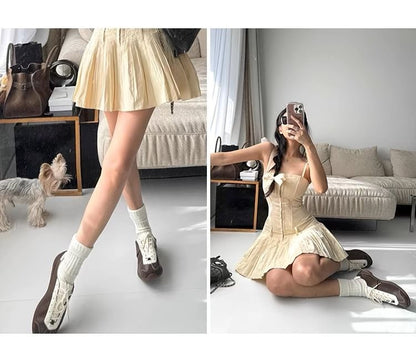 Leather Genuine Sneakers Tone Two Lace-Up