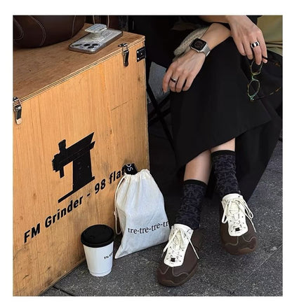 Leather Genuine Sneakers Tone Two Lace-Up