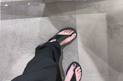 Leather Plain Sandals Thong Slingback Genuine