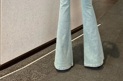 Washed Flared Rise Jeans High Cutout