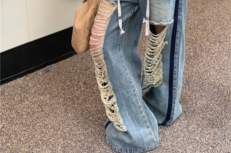 Off-Shoulder / Plain Pullover Waist Contrast Trim Drawstring