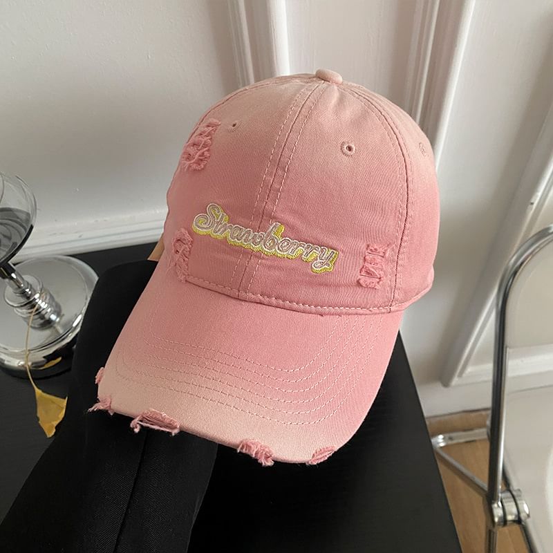 Cap Lettering Baseball Embroidered Distressed