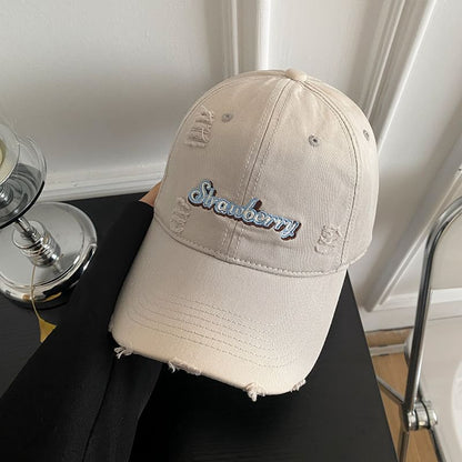 Cap Lettering Baseball Embroidered Distressed