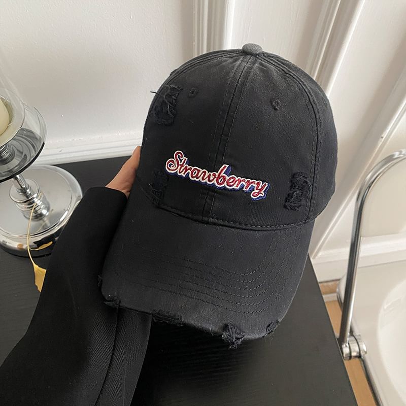 Cap Lettering Baseball Embroidered Distressed