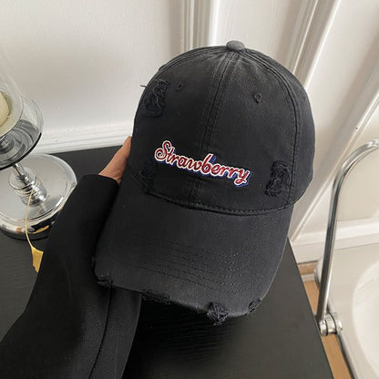 Cap Lettering Baseball Embroidered Distressed