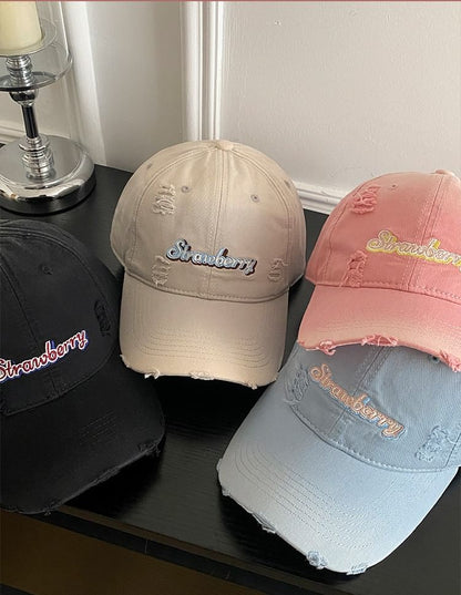 Cap Lettering Baseball Embroidered Distressed