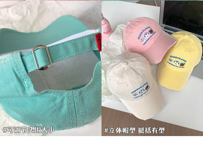 Cap Baseball Cartoon Embroidered Distressed