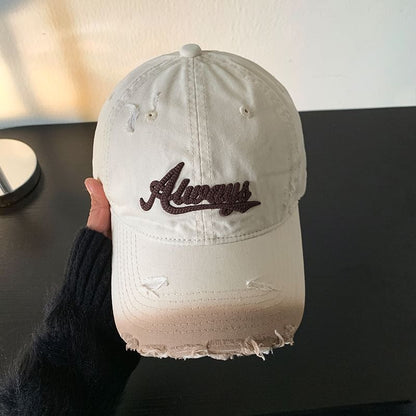 Applique Lettering Cap Distressed Baseball