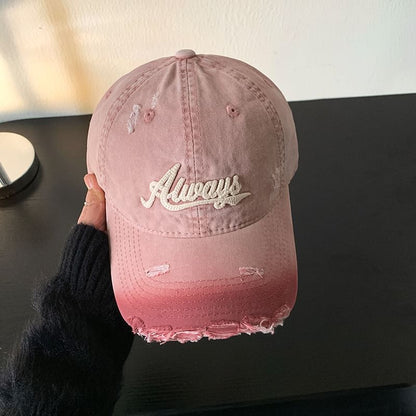 Applique Lettering Cap Distressed Baseball