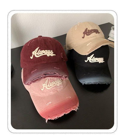 Applique Lettering Cap Distressed Baseball