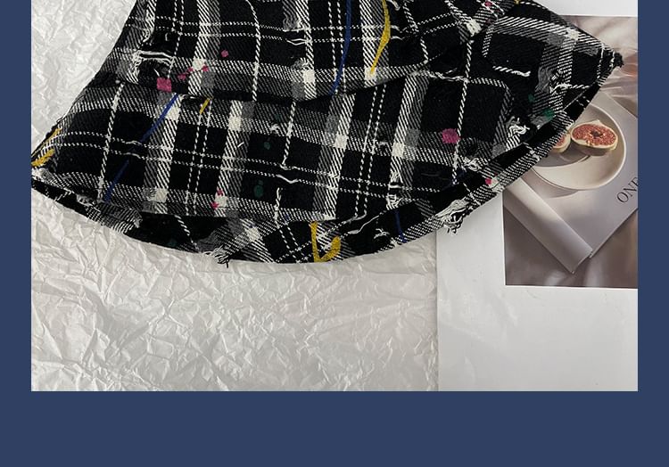 Distressed Bucket Plaid Hat