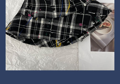 Distressed Bucket Plaid Hat