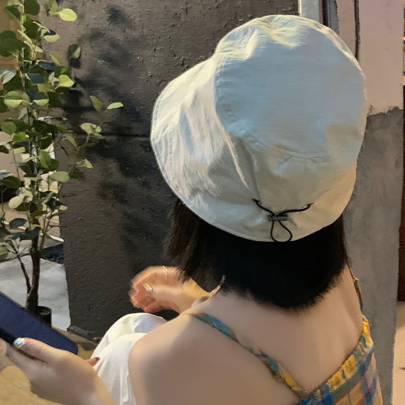 Cloche Hat Plain Drawstring