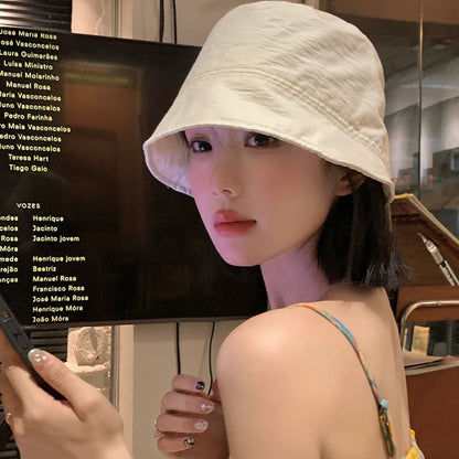 Cloche Hat Plain Drawstring