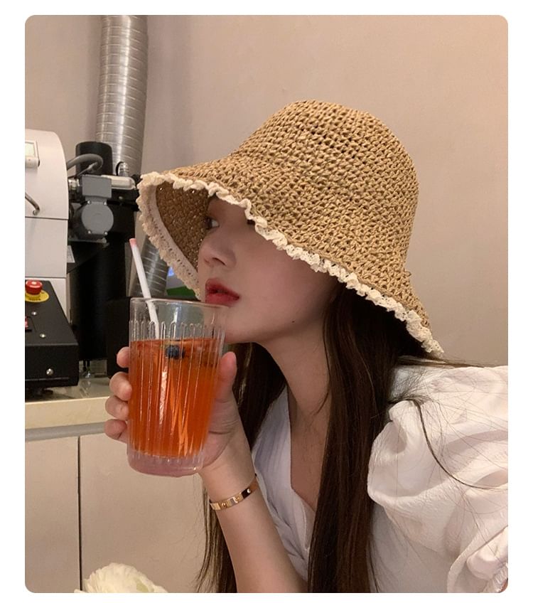 Straw Hat Lace Sun Trim