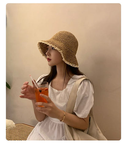 Straw Hat Lace Sun Trim