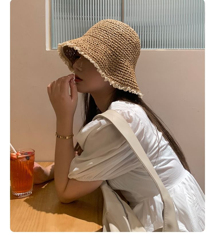 Straw Hat Lace Sun Trim