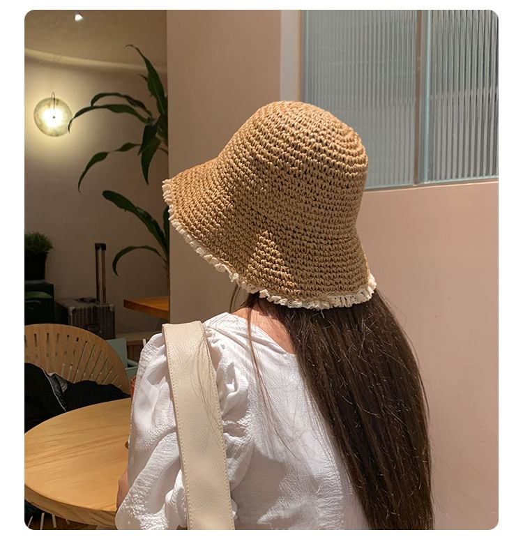 Straw Hat Lace Sun Trim