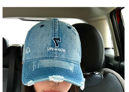 Baseball Cap Embroidered Lettering Distressed