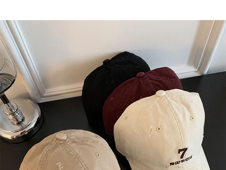 Baseball Cap Embroidered Lettering Distressed