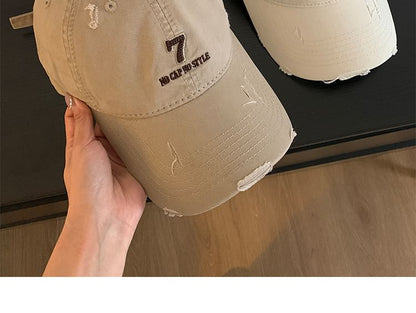 Baseball Cap Embroidered Lettering Distressed