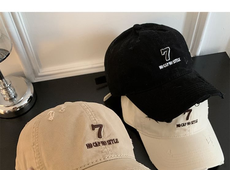 Baseball Cap Embroidered Lettering Distressed