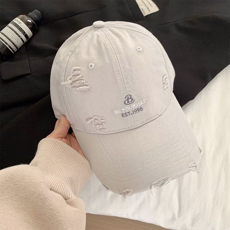 Embroidered Distressed Cap Lettering Baseball