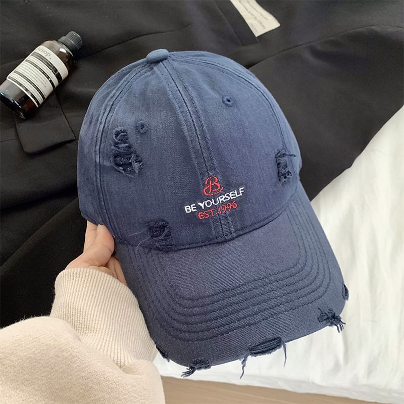 Embroidered Distressed Cap Lettering Baseball
