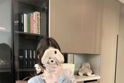 Neck Top Cardigan + Cable Scoop Sleeveless Knit Set: Plain Crop