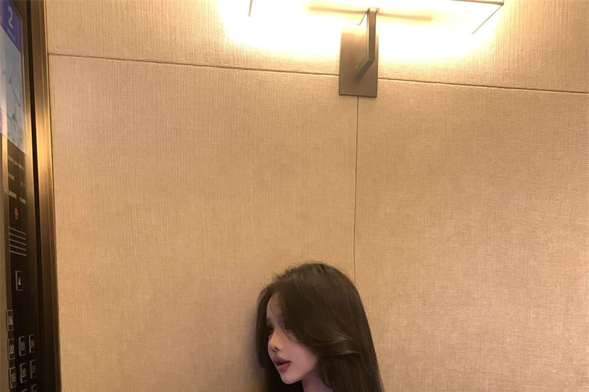 Knit Camisole Halter Neck Top Ribbed Plain Crop