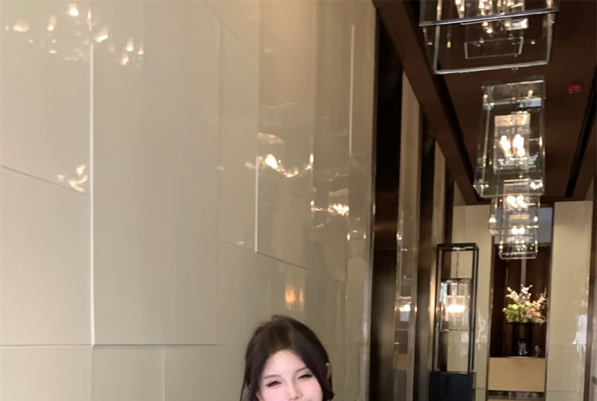 Knit Camisole Halter Neck Top Ribbed Plain Crop