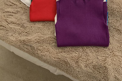 Plain Crop Ribbed Neck Top Sleeveless Knit Mock