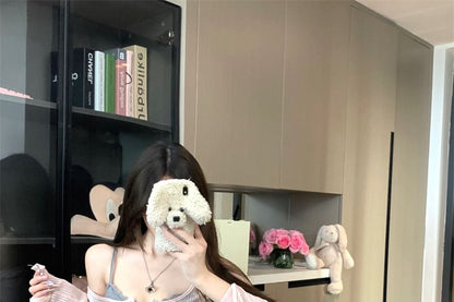 Knit Lace / Bodycon Neck Dress Trim Scoop Mini Spaghetti Top Plain Bow Long-Sleeve Strap