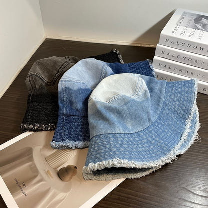 Bucket Denim Distressed Hat