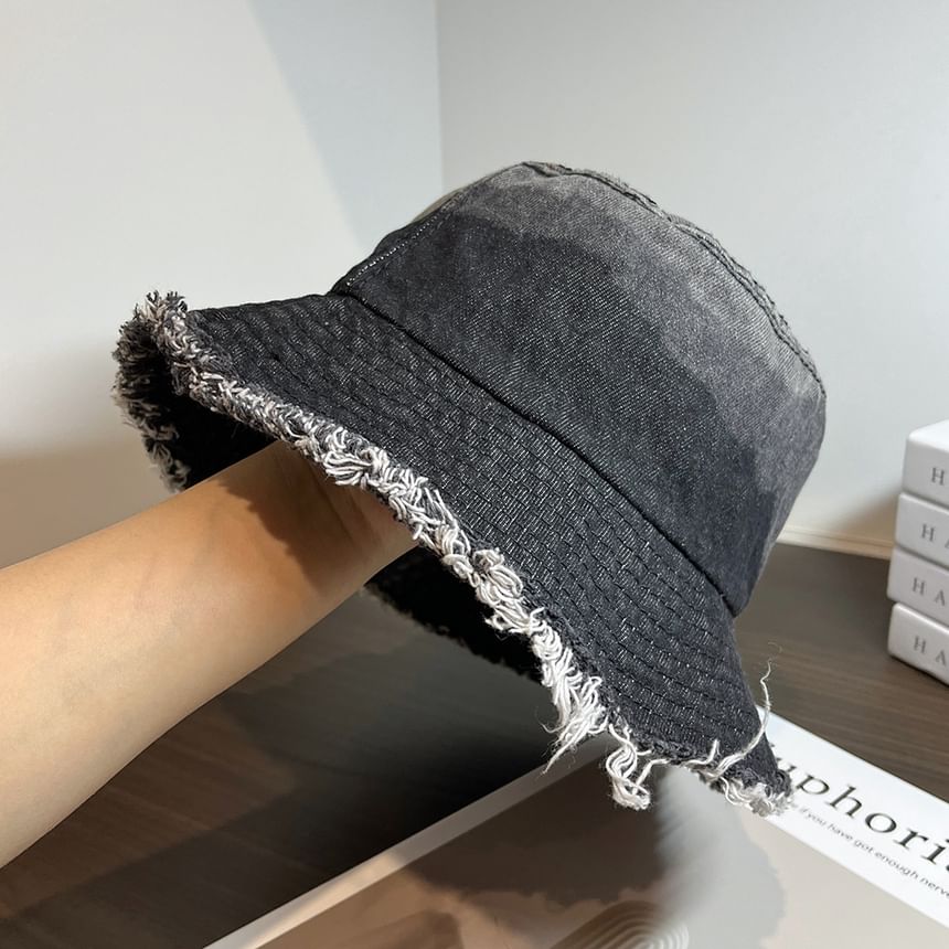 Bucket Denim Distressed Hat