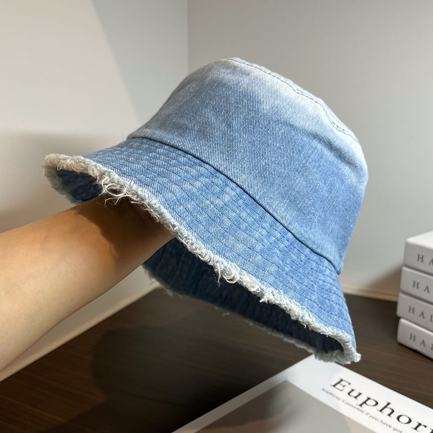 Bucket Denim Distressed Hat