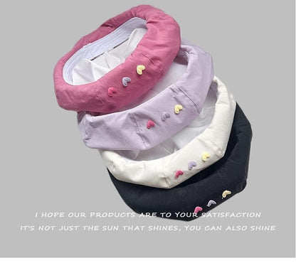 Heart Embroidered Beret Hat